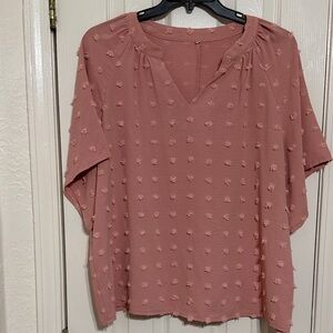 Women’s Dusty Rose Textured V-Neck Top